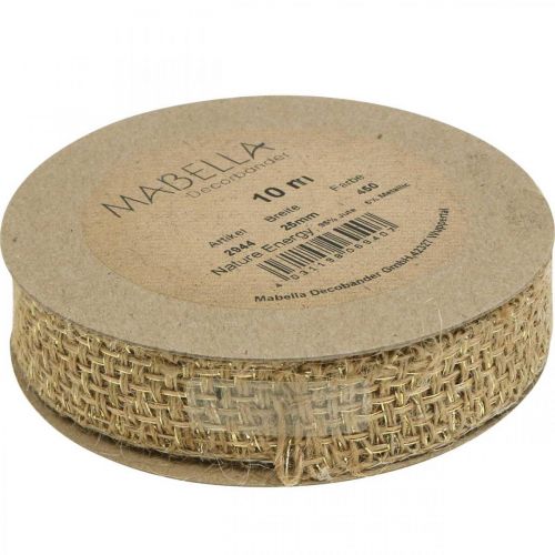 Floristik24 Wstążka jutowa naturalna, złota wstążka dekoracyjna juta dekoracja 25mm 10m