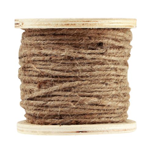 Wstążka jutowa ze sznurka jutowego na drewnianej szpulce dekoracja jutowa naturalna 130g