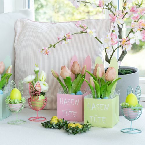 Produkt Zając z drutu jako otwarty element dekoracyjny do nowoczesnych pomysłów na wiosnę i Wielkanoc, 16 cm, 3 sztuki