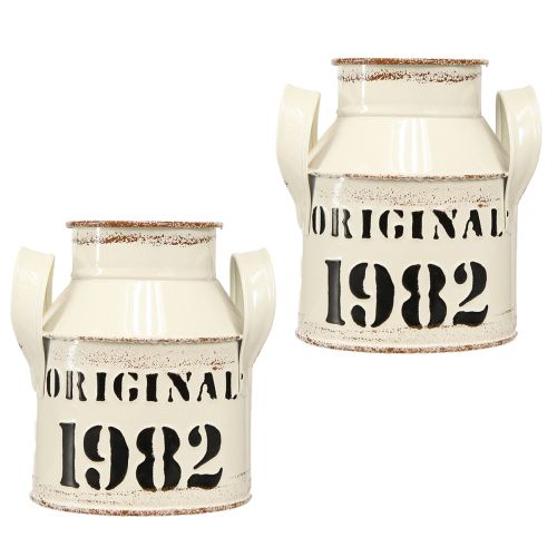 Produkt Dzbanek Metalowa Dekoracja &quot;Oryginał 1982&quot; Kremowy Rdzawy H13cm 2szt