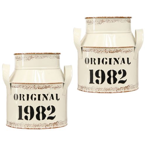 Produkt Dzbanek Metalowy Dekor "Oryginał 1982" Kremowy Rdzawy H16cm 2szt