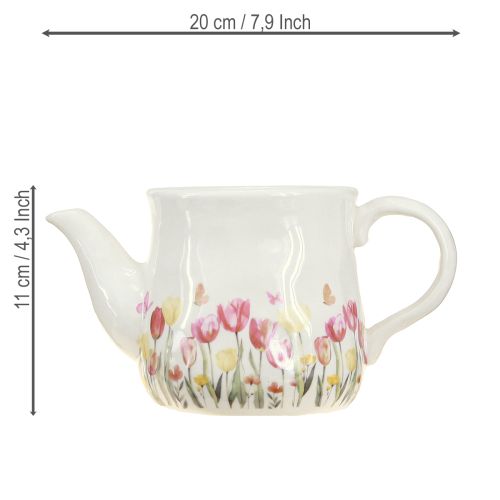 Produkt Ceramiczny dzbanek z motywem kwiatowym, idealny do wiosennych akcentów w salonie 20 cm
