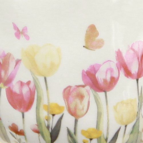 Produkt Ceramiczny dzbanek z motywem kwiatowym, idealny do wiosennych akcentów w salonie 20 cm