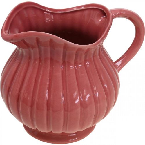 Floristik24 Wazon dekoracyjny, dzbanek z uchwytem ceramiczny biały, różowy, czerwony W14,5 cm 3szt