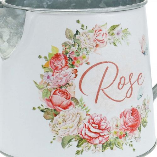 Floristik24 Metalowy dzbanek, doniczka, metalowa doniczka z motywem róży wys. 12 cm Ø10,5c