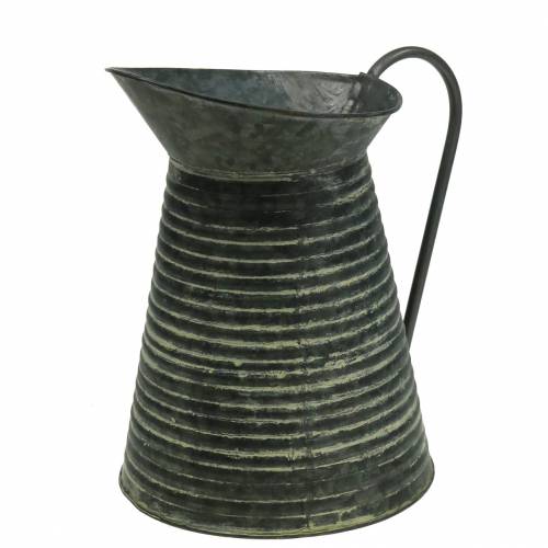 Floristik24 Konewka dekoracyjna cynkowo-szara czarna myta Ø18cm H26cm