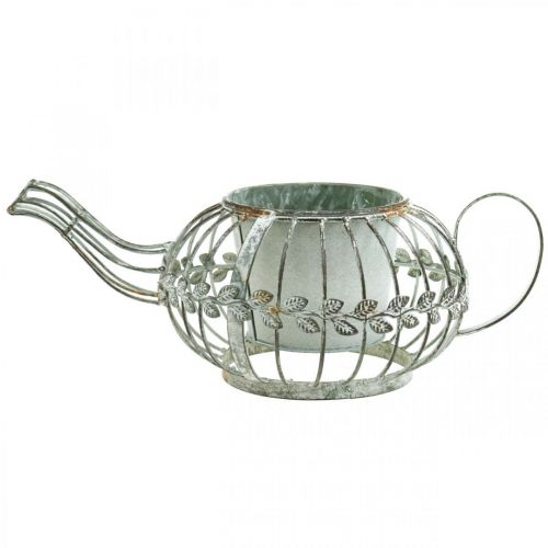 Floristik24 Sadzarka dekoracyjna kawiarka metalowa doniczka do sadzenia dł.15,5cm Ø11,8cm