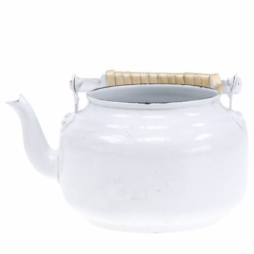 Produkt Dekoracyjna doniczka do czajnika metalowa biała Ø8,6cm W16cm