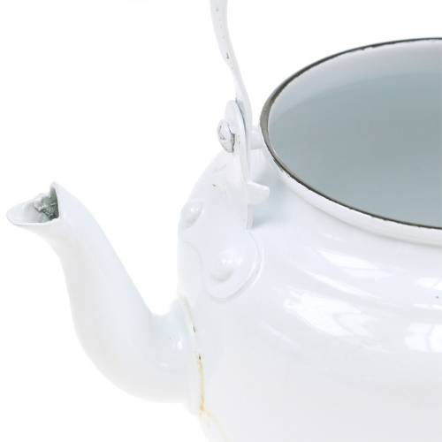 Produkt Dekoracyjna doniczka do czajnika metalowa biała Ø8,6cm W16cm
