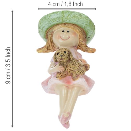 Półka Uśmiechnięta dziewczynka z psem Ø4,5cm H9,5cm | Floristik24.pl