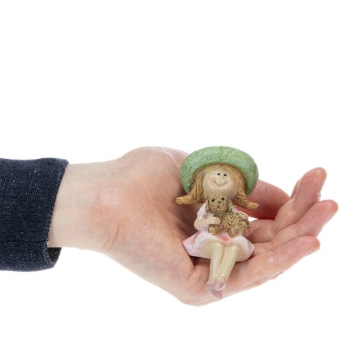 Półka Uśmiechnięta dziewczynka z psem Ø4,5cm H9,5cm | Floristik24.pl