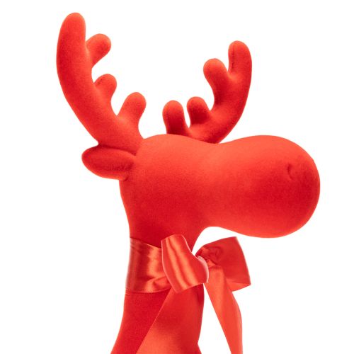 Dekoracyjna figurka łosia, flokowana, półka z kokardą, 80 cm | Floristik24.pl