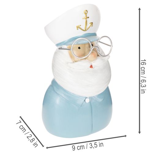Figurka kapitana, dekoracja morska w okularach i kapeluszu, 16 cm | Floristik24.pl