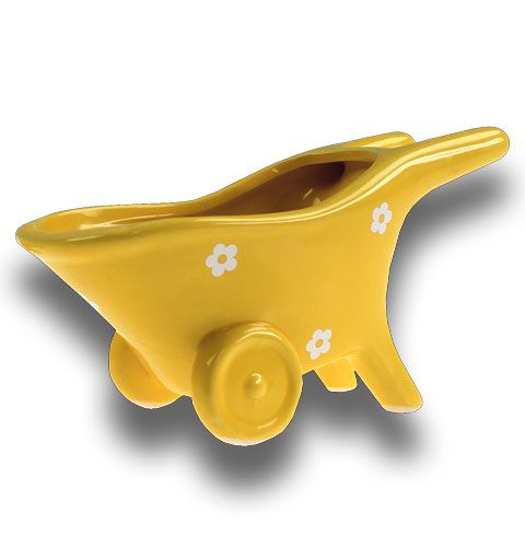 Floristik24 Taczka ceramiczna żółta 16,5 cm