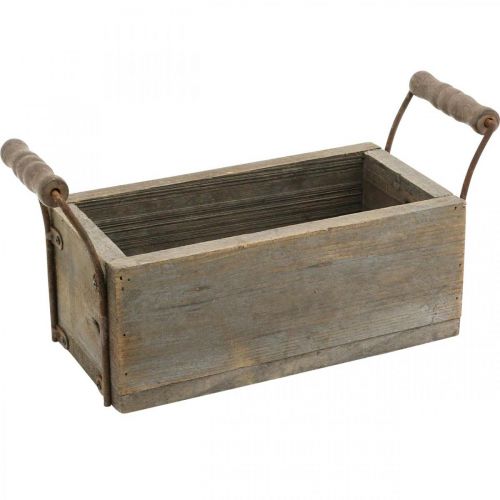 Doniczka, pudełko ozdobne, pudełko drewniane z uchwytami, pudełko na rękodzieło Shabby Chic dł.25cm wys.10cm
