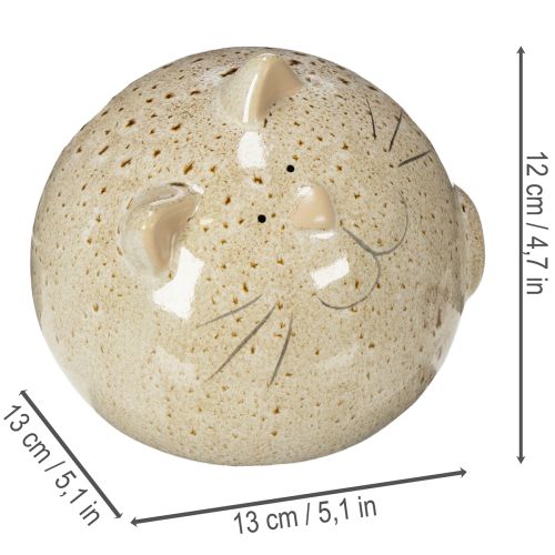 Produkt Ceramiczna figurka dekoracyjna kota, okrągła, do salonu lub sypialni, 13 cm, 2 sztuki