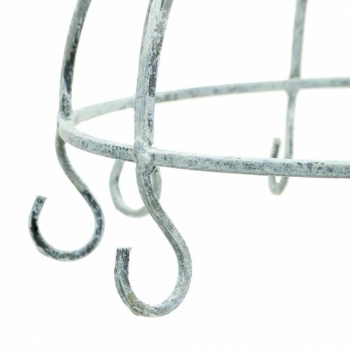 Floristik24 Wieszak kuchenny metalowa korona biała antyczna Ø22cm W28cm