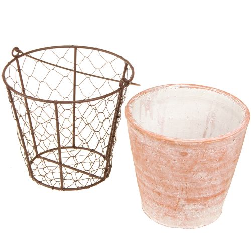 Produkt Ceramiczny uchwyt do kosza na doniczki metalowy brązowy Ø18cm
