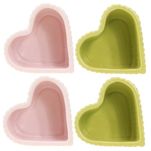 Produkt Ceramiczne serca dekoracyjne pastelowy zielony różowy 11×10×6cm 4 szt