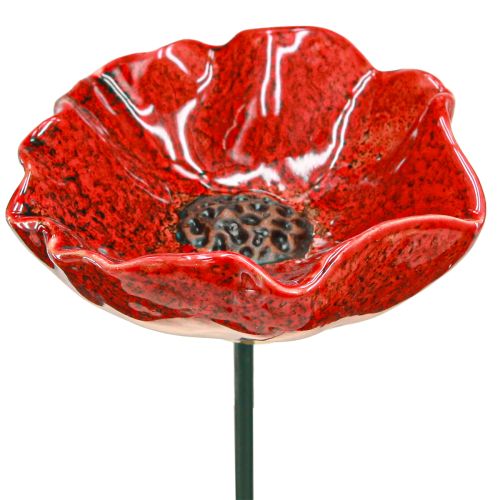Floristik24 Ceramiczny ozdobny kwiat maku słupek ogrodowy mak czerwony Ø8cm 4 sztuki