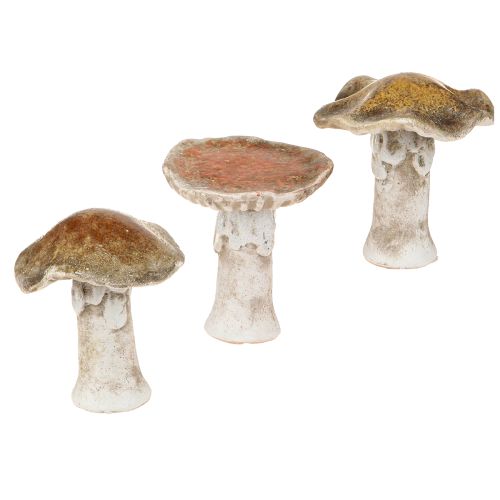 Ceramiczne grzybki dekoracyjne dekoracja stołu czerwono-brązowo-żółte wys. 6cm 6 szt.