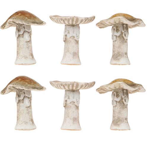 Produkt Ceramiczne grzybki dekoracyjne dekoracja stołu czerwono-brązowo-żółte wys. 6cm 6 szt.