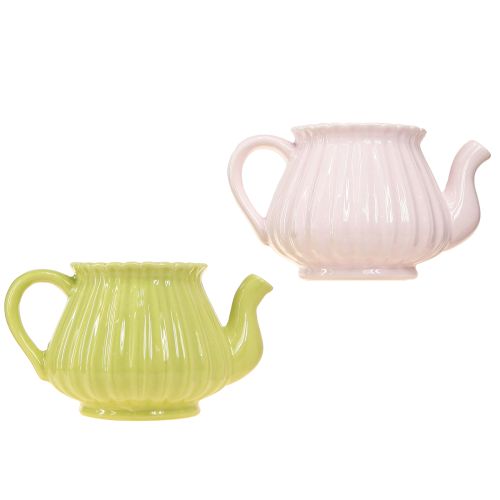 Produkt Ceramiczna doniczka dekoracyjna różowa zielona 19,5×13,5×11cm 2 szt