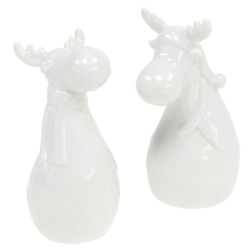 Floristik24 Ceramiczna figurka łoś 12,5cm biała 2szt