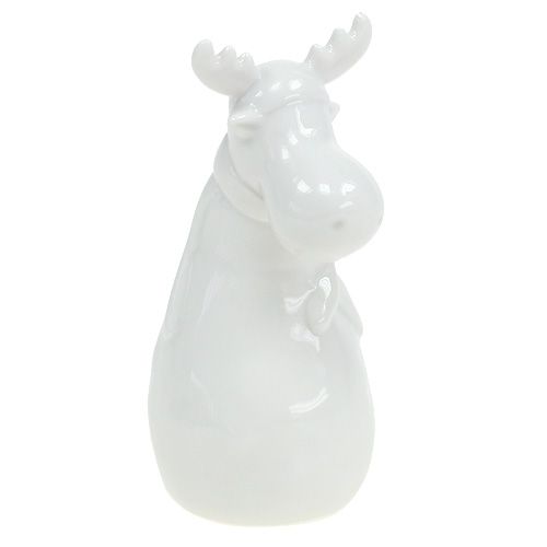 Floristik24 Ceramiczna figurka łoś 12,5cm biała 2szt
