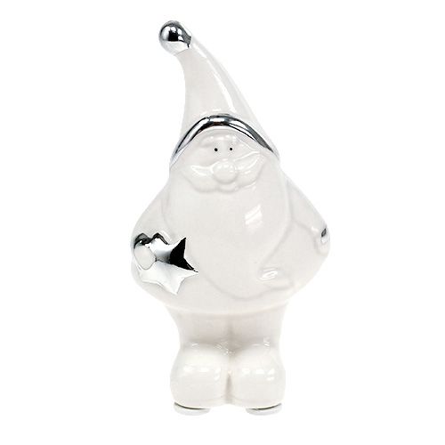 Figurka ceramiczna Mikołaj 11cm Biała, Srebrna 8szt.