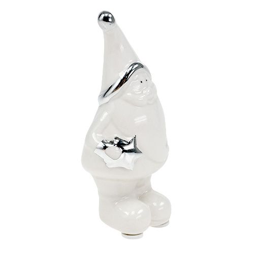 Floristik24 Figurka ceramiczna Mikołaj 11cm Biała, Srebrna 8szt.