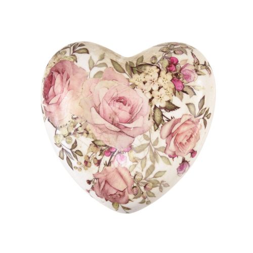 Ceramiczne dekoracyjne serce z różami fajansowymi na stół 10,5cm