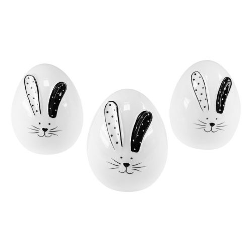 Produkt Ceramiczna dekoracja jajek wielkanocnych z dekoracją zajączków wielkanocnych 12cm 3szt