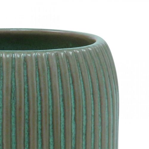 Produkt Ceramiczny wazon z rowkami Ceramiczny wazon jasnozielony Ø13cm W20cm