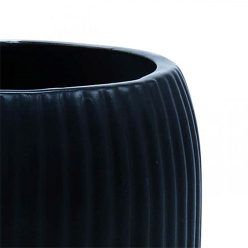 Produkt Wazon ceramiczny z rowkami Czarny ceramiczny wazon Ø13cm W20cm