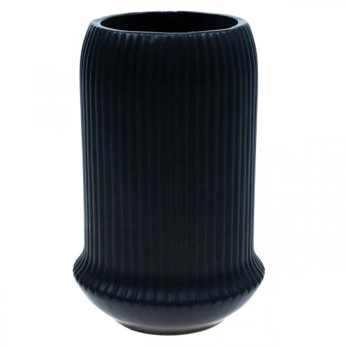 Produkt Wazon ceramiczny z rowkami Czarny ceramiczny wazon Ø13cm W20cm