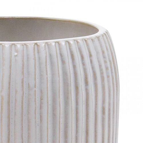 Produkt Ceramiczny wazon z rowkami Biały ceramiczny wazon Ø13cm W20cm