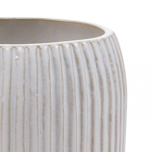 Produkt Wazon ceramiczny z rowkami Biały wazon ceramiczny Ø13cm W20cm