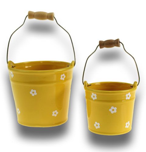 Floristik24 Wiadro ceramiczne duże żółte