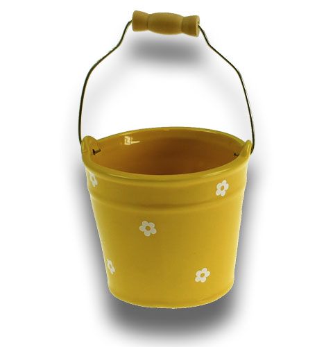 Floristik24 Wiadro ceramiczne duże żółte