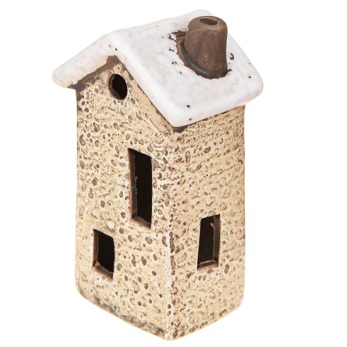 Produkt Ceramiczna dekoracja adwentowa domek kremowo-czerwono-szary 8,5/9,5cm 3 sztuki