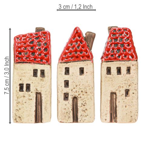Produkt Domki ceramiczne, małe domki dekoracyjne, dekoracja jesienna, wys. 8 cm, 6 szt.