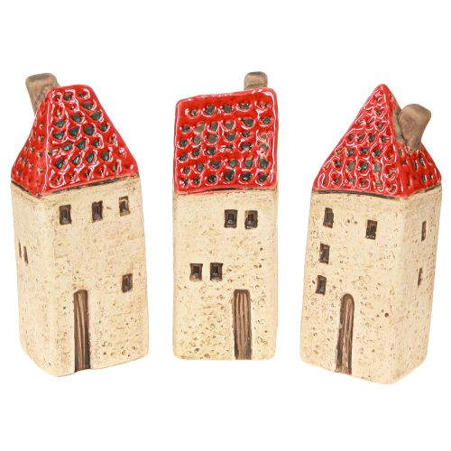 Floristik24 Dekoracja stołu ceramiczne domki ceramiczne wys. 11cm 3 szt.