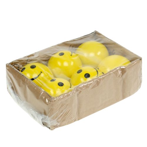 Floristik24 Kulka ceramiczna z żółtym uśmiechem Ø5cm W4,5cm 6szt