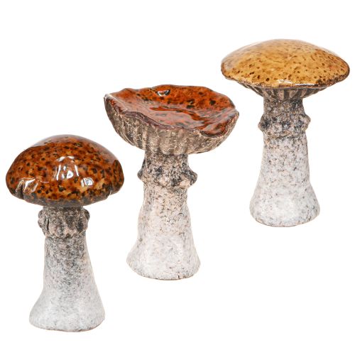 Grzyby ceramiczne dekoracja ceramiczna grzyby pomarańczowy żółty brązowy 8cm 3 szt.