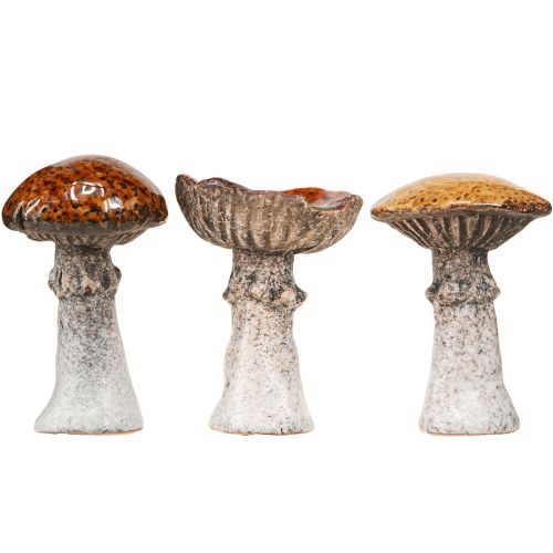 Produkt Grzyby ceramiczne dekoracja ceramiczna grzyby pomarańczowy żółty brązowy 8cm 3 szt.