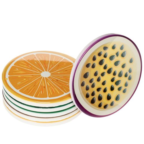 Floristik24 Zestaw podstawek pod owoce, wzór owoców, dekoracja stołu, kuchnia i salon, 10 cm, 6 elementów