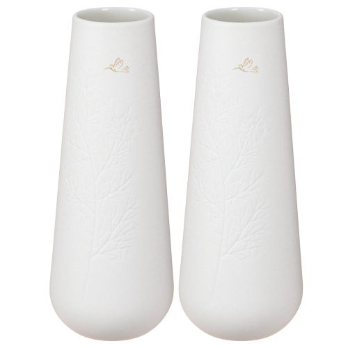 Produkt Ceramiczny wazon z dekoracją w kształcie ptaka w białym złocie Ø6,5cm H19cm 2 sztuki