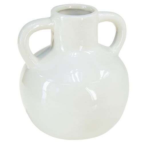 Produkt Wazon ceramiczny Biały wazon z 2 ceramicznymi uchwytami Ø7cm W11,5cm