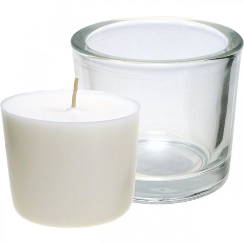 Floristik24 Świeca w szklanym słoju świeca woskowa biała Ø9cm W8cm